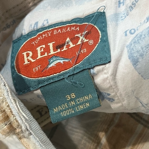 Mens Tommy Bahama Relax Size 36W 100% Linen Sunburst Plaid Shorts Summer Beach - Picture 7 of 10